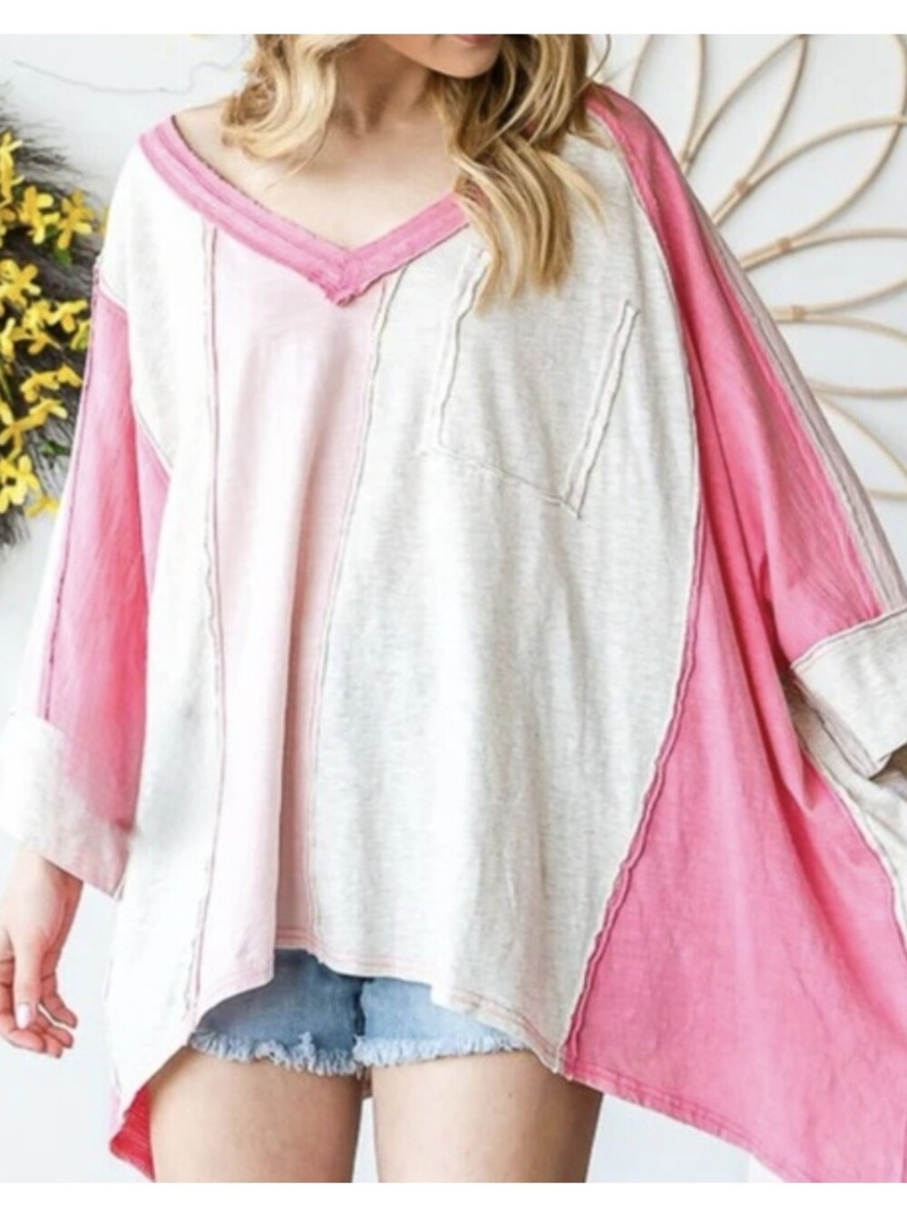 Oli & Hali Colorblock V-Neck Tunic Sz L